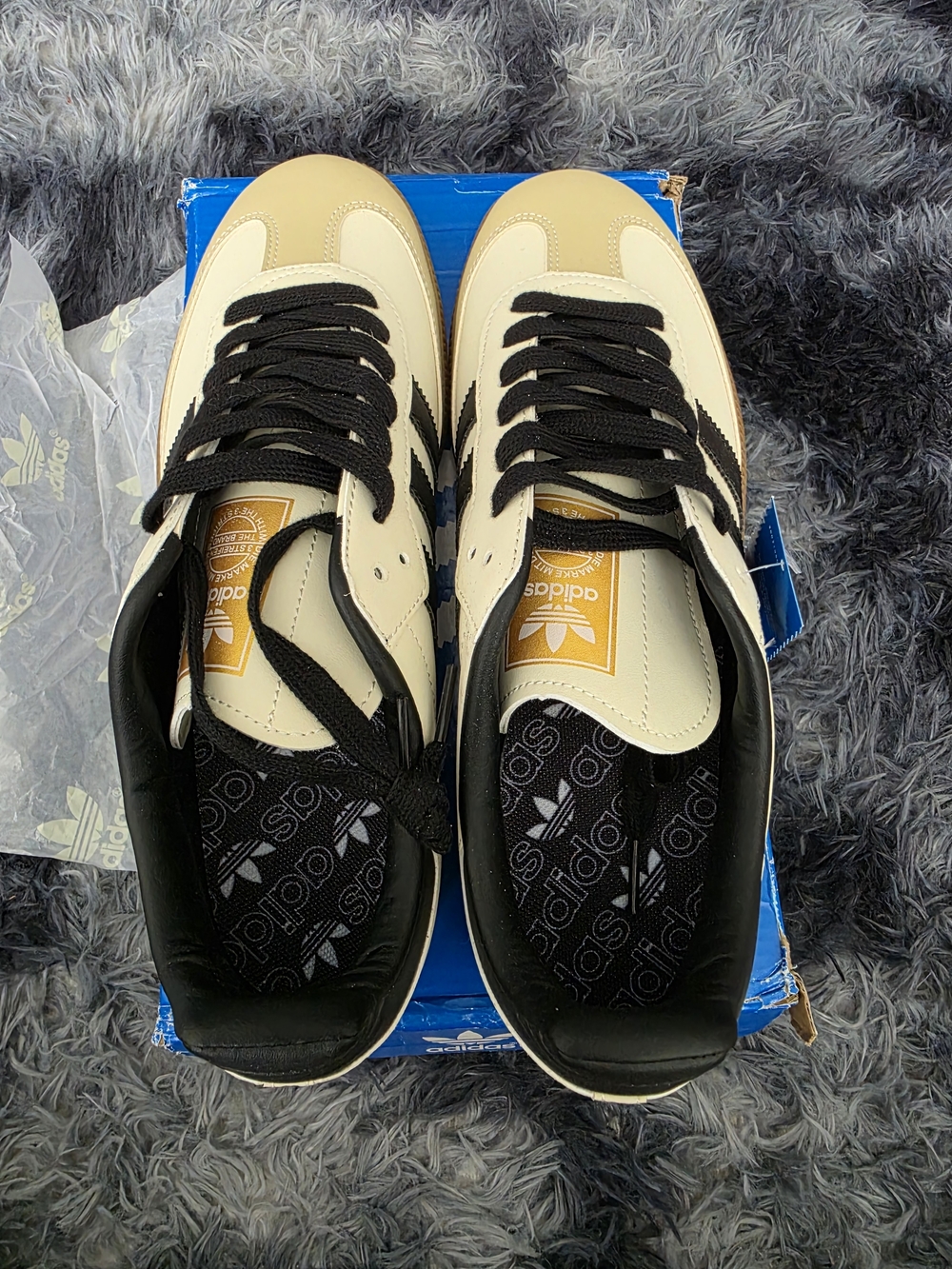 Adidas Samba Vegan Shoes Cream Black Men's Size 9.0 NWOT - Picture 1 of 10